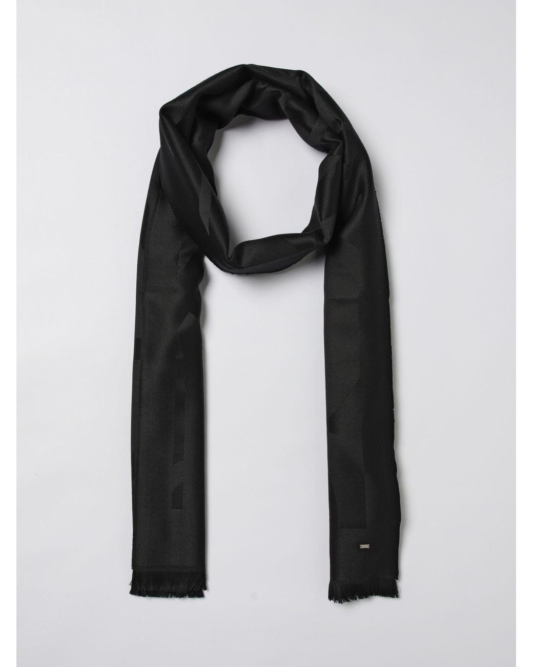 Saint Laurent Black Monogram Jacquard Wool Scarf