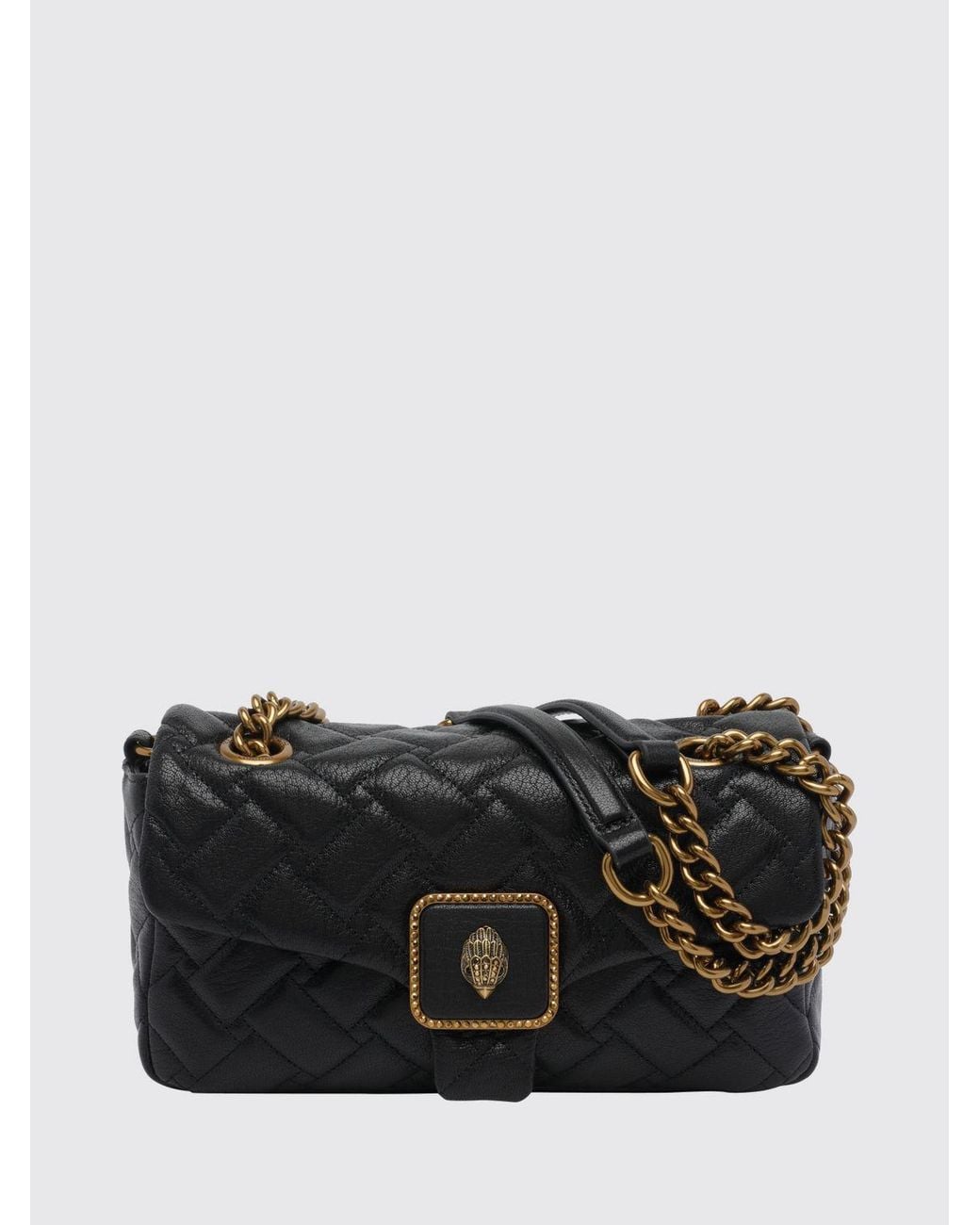 Kurt Geiger Black Kensington Embroidered Quilted Leather Shoulder Bag