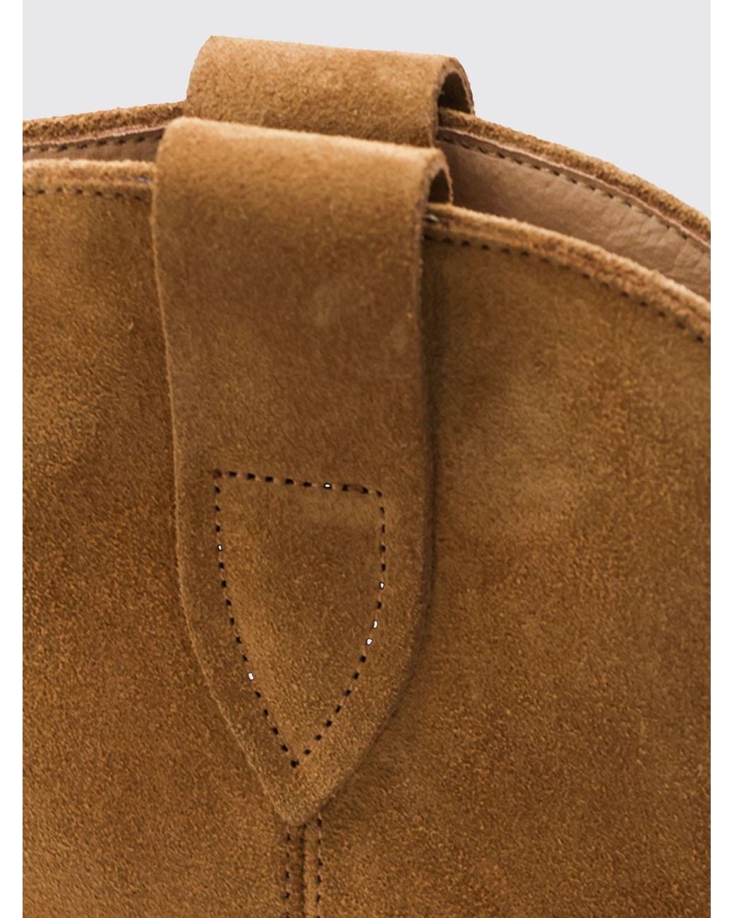 Isabel Marant Brown Duerto Mid-Calf Suede Western Boots With Flared Heel