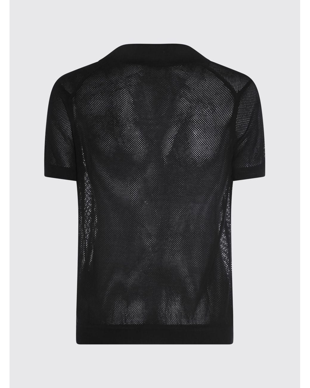 Tom Ford Black Cotton And Silk Polo Shirt for men