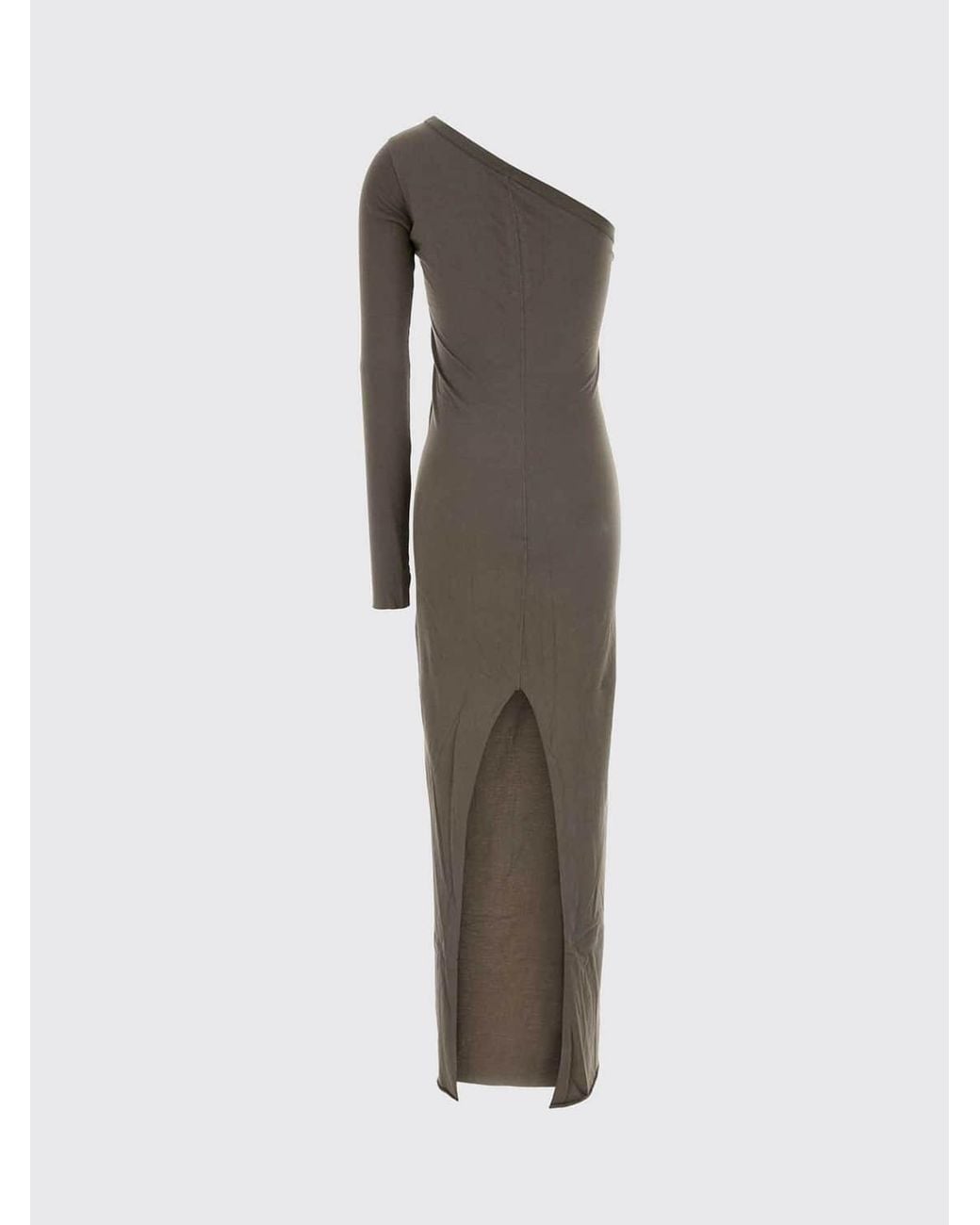 Rick Owens Gray Tower Ziggy Asymmetrical One-Shoulder Cotton Dress