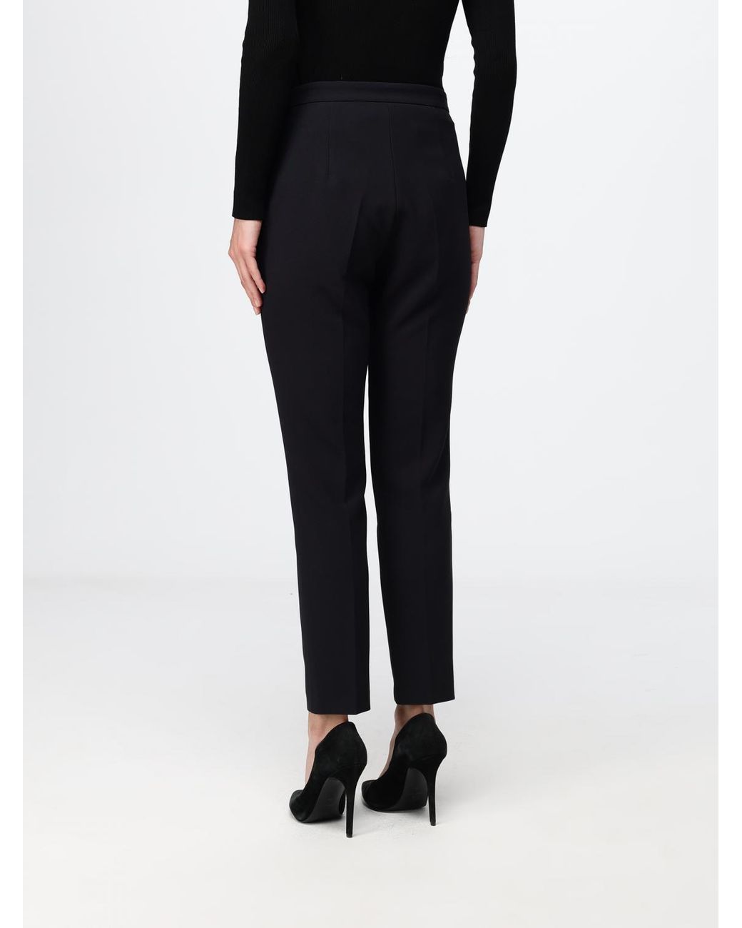 Elisabetta Franchi Black High-Waisted Skinny Crêpe Trousers With Flap Pockets