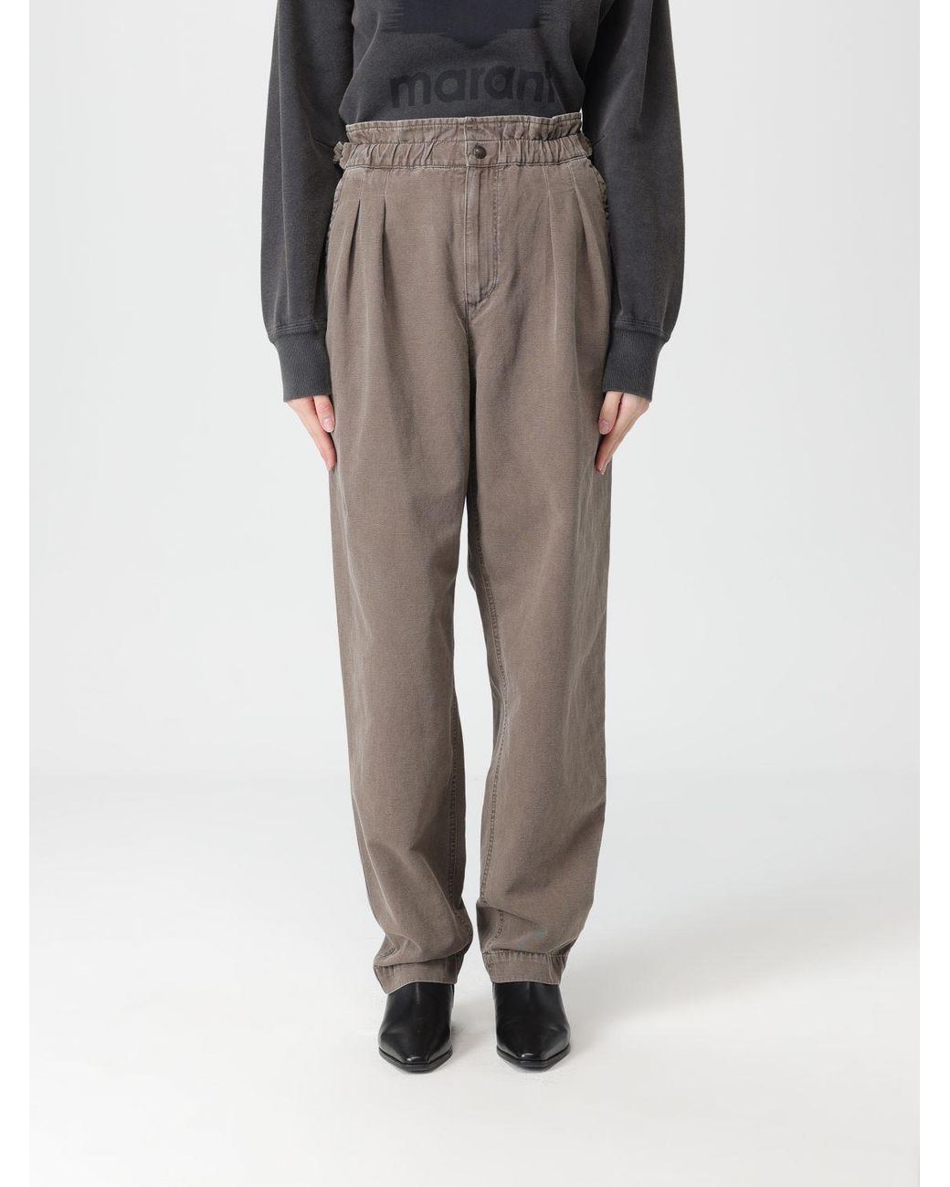 Isabel Marant Gray Cotton And Linen Pants