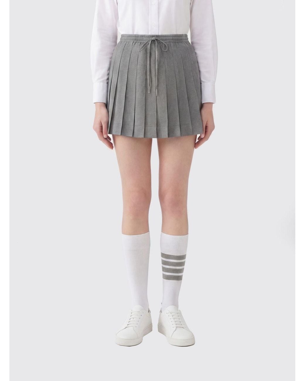 Thom Browne Gray Pleated Wool Skirt