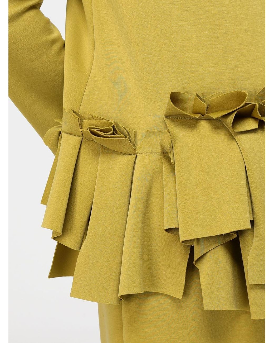 MEIMEIJ Yellow Long-Sleeved Viscose Blouse With Ruffles And Embroidered Details