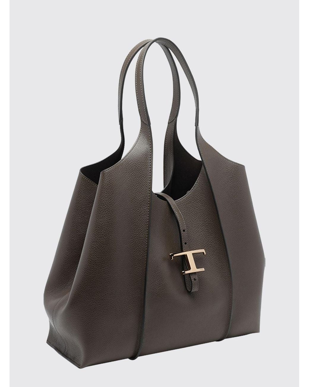 Tod's Black T Timeless Grained Calfskin Leather Shoulder Bag With Removable Pouch