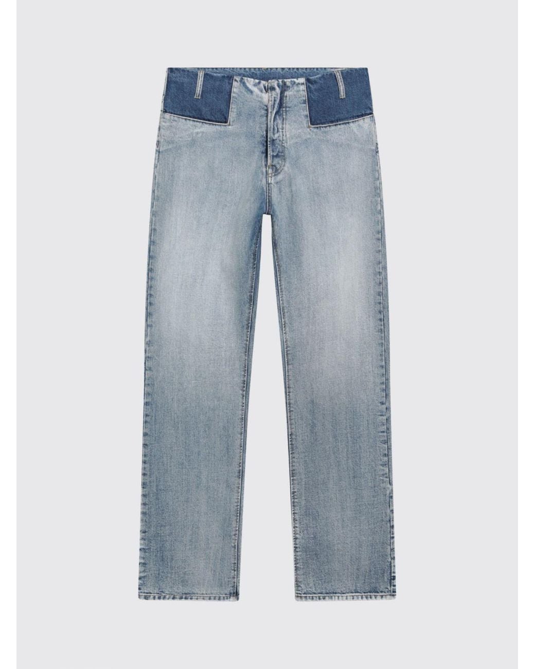 Maison Margiela Blue Slim Fit Patchwork Denim Jeans With Four Stitches Logo for men