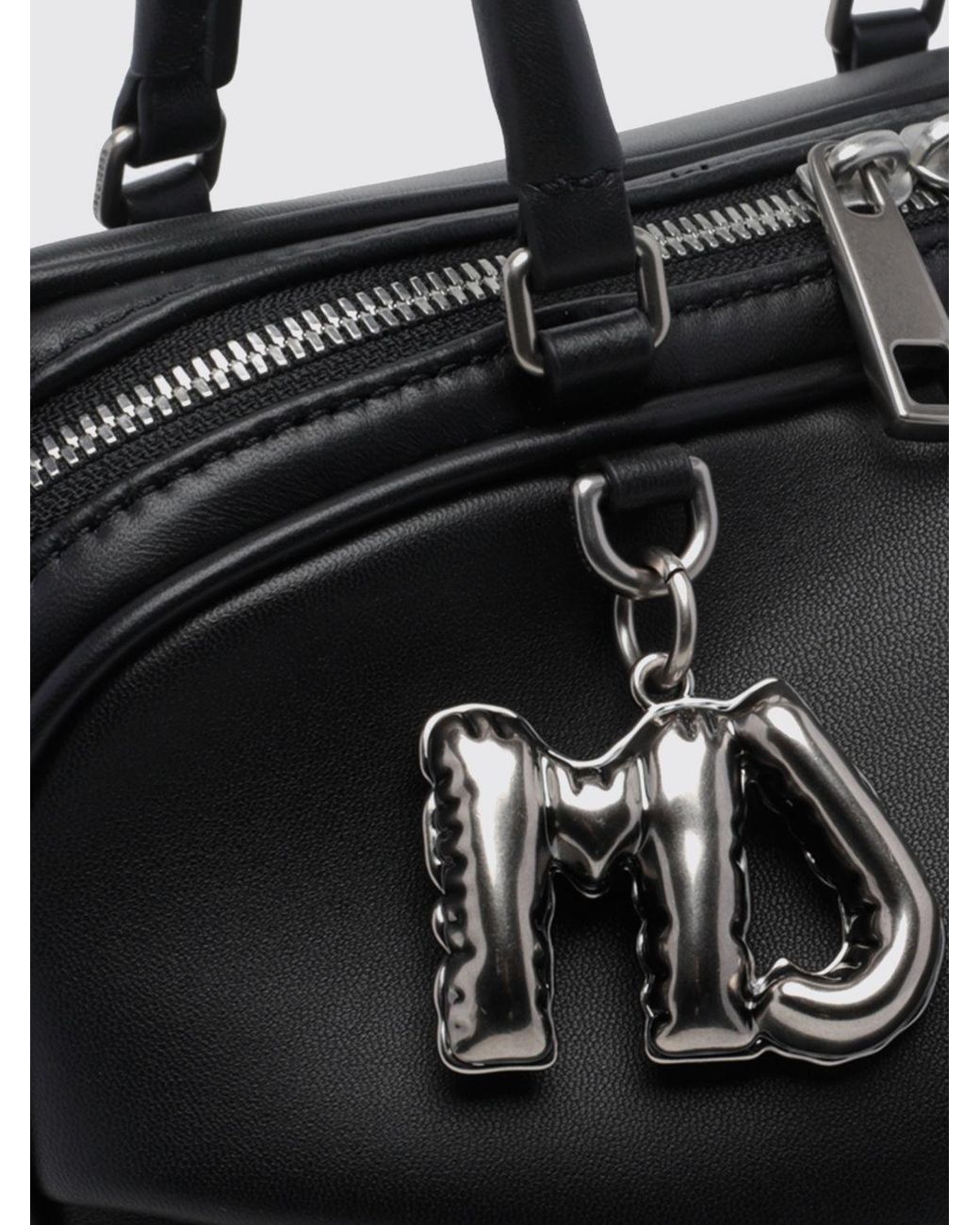 Marc Jacobs Black The Wave Lambskin Handbag With Monogram And Removable Strap