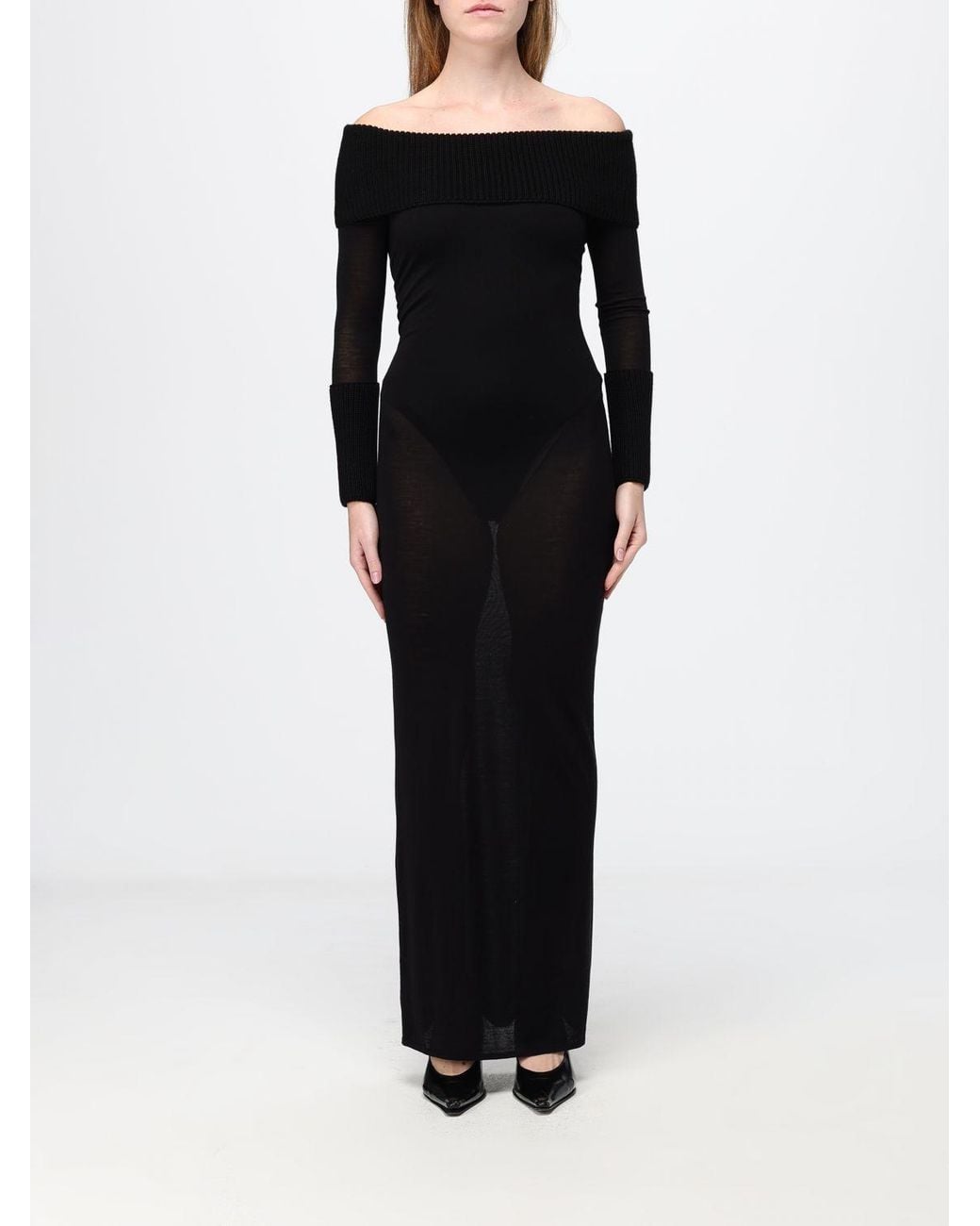 Alaïa Black Long Knit Sheath Dress