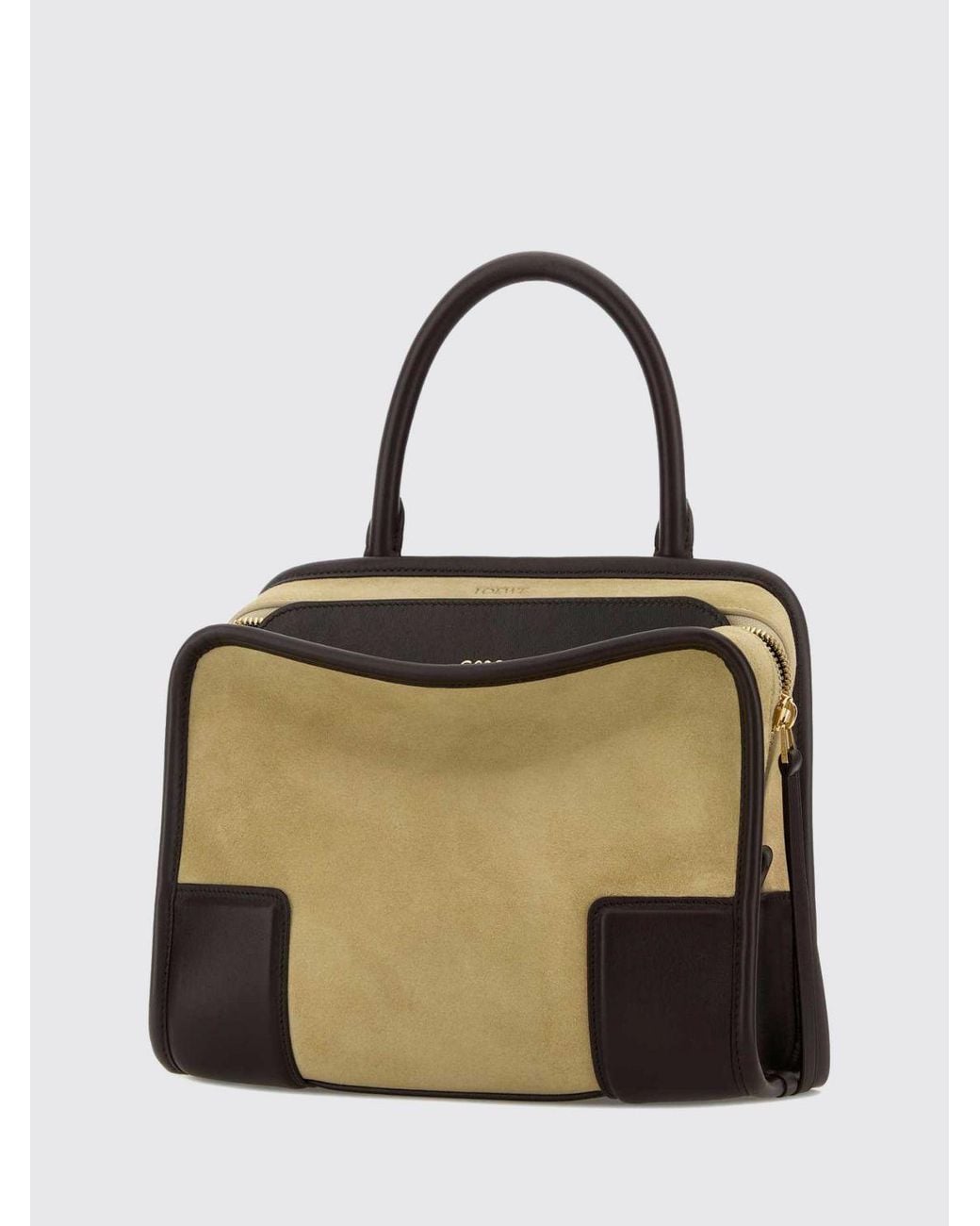 Loewe Metallic Amazona 180 Small Suede Handbag With Monogram Logo
