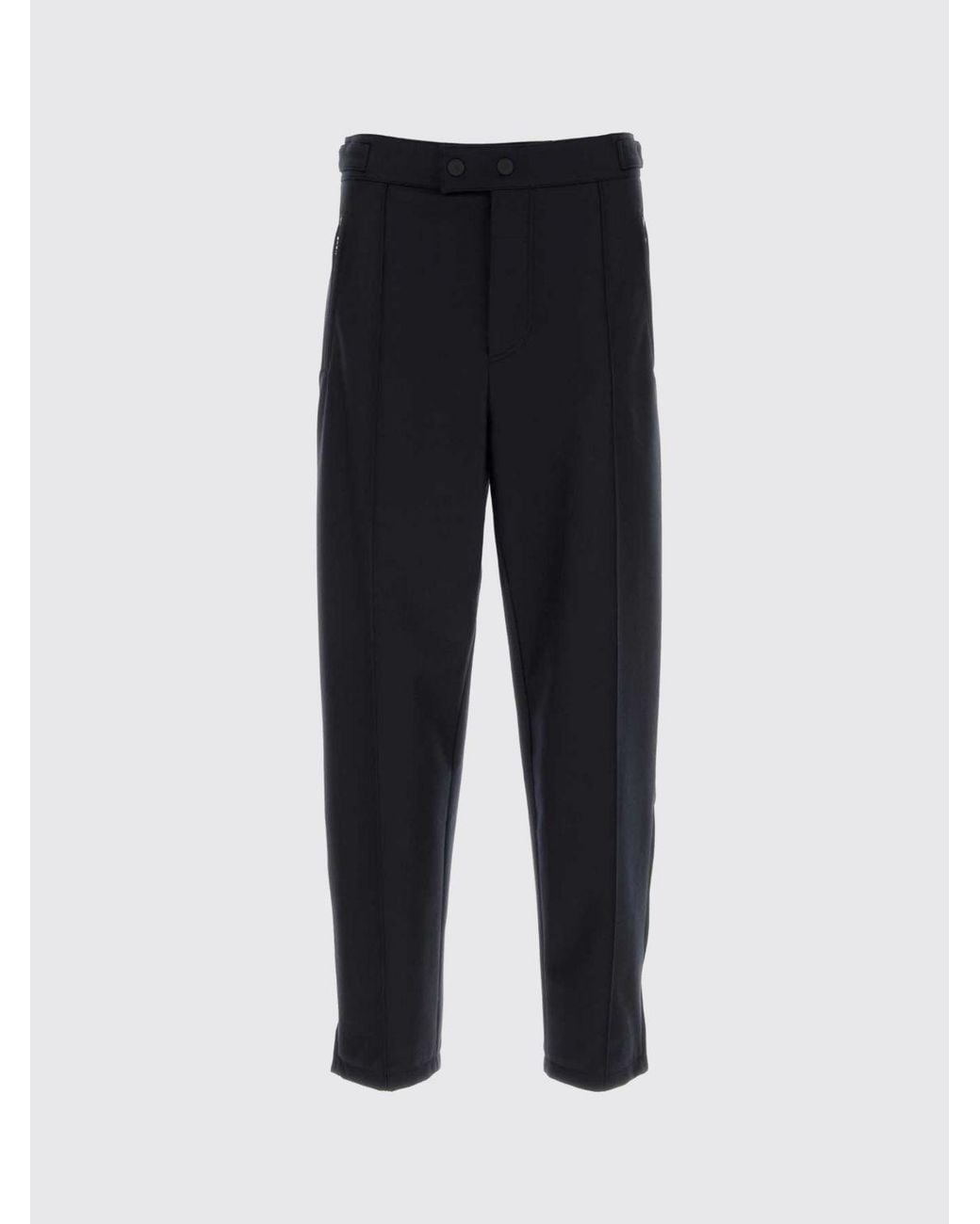 Giorgio Armani Blue Slim Fit Virgin Wool Trousers With Off-Center Closure for men