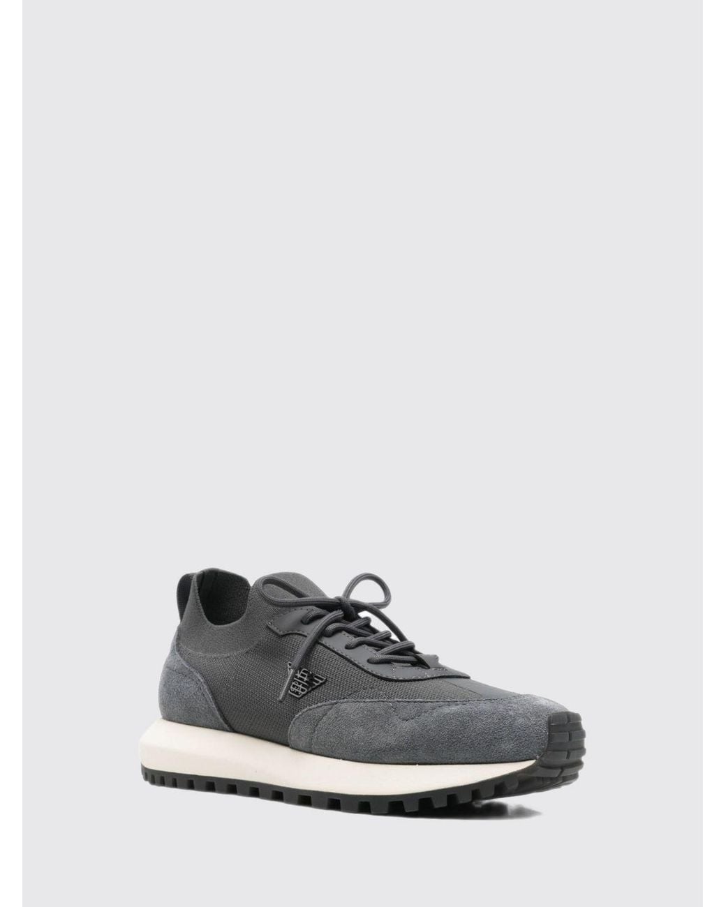 Emporio Armani White Low-Top Mesh And Suede Trainers With Eagle Logo for men