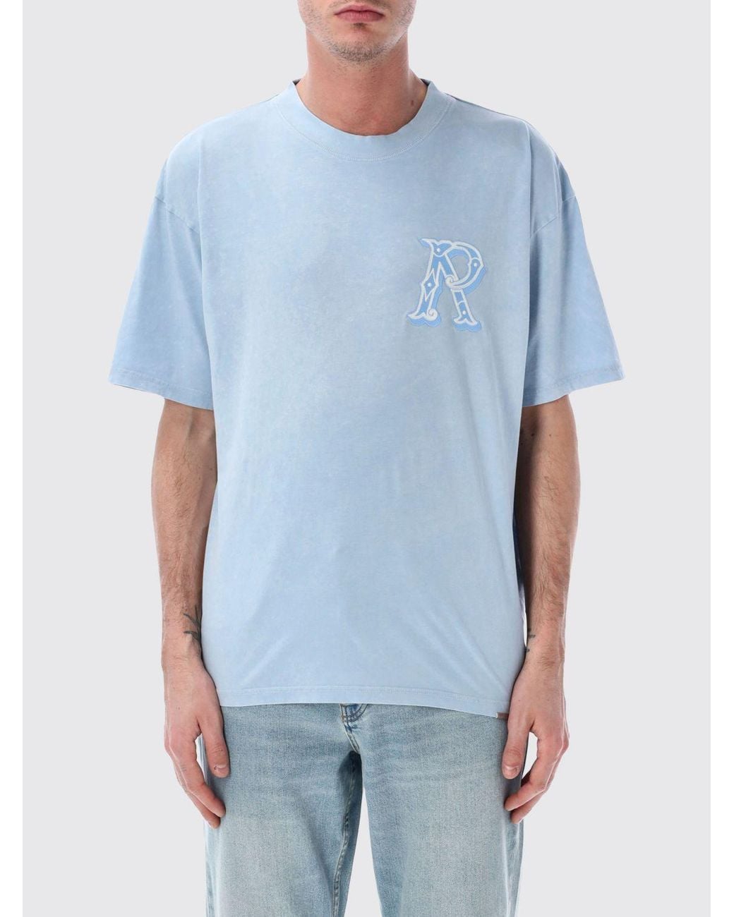 Represent Blue Cotton Monogram T-Shirt for men