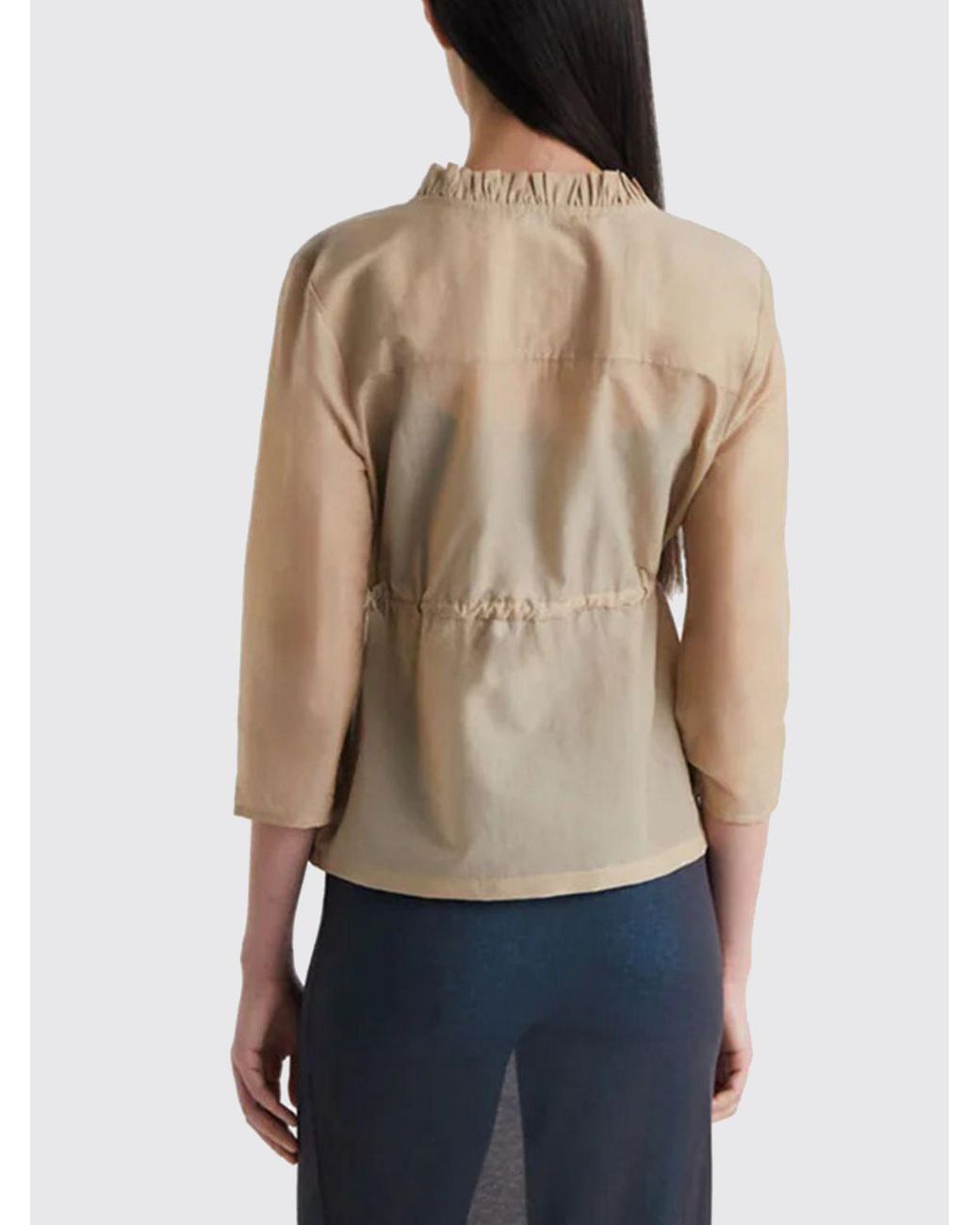 Chaqueta Ligera Corta En Mezcla De Seda Con Cintura Con Cordón Paloma Wool de color Blue