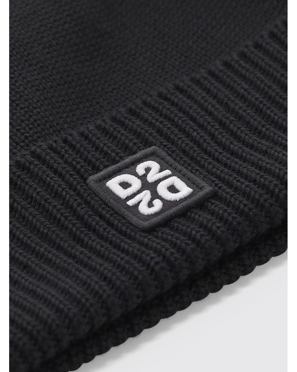DSquared² Black Contrast Logo Wool Blend Beanie for men