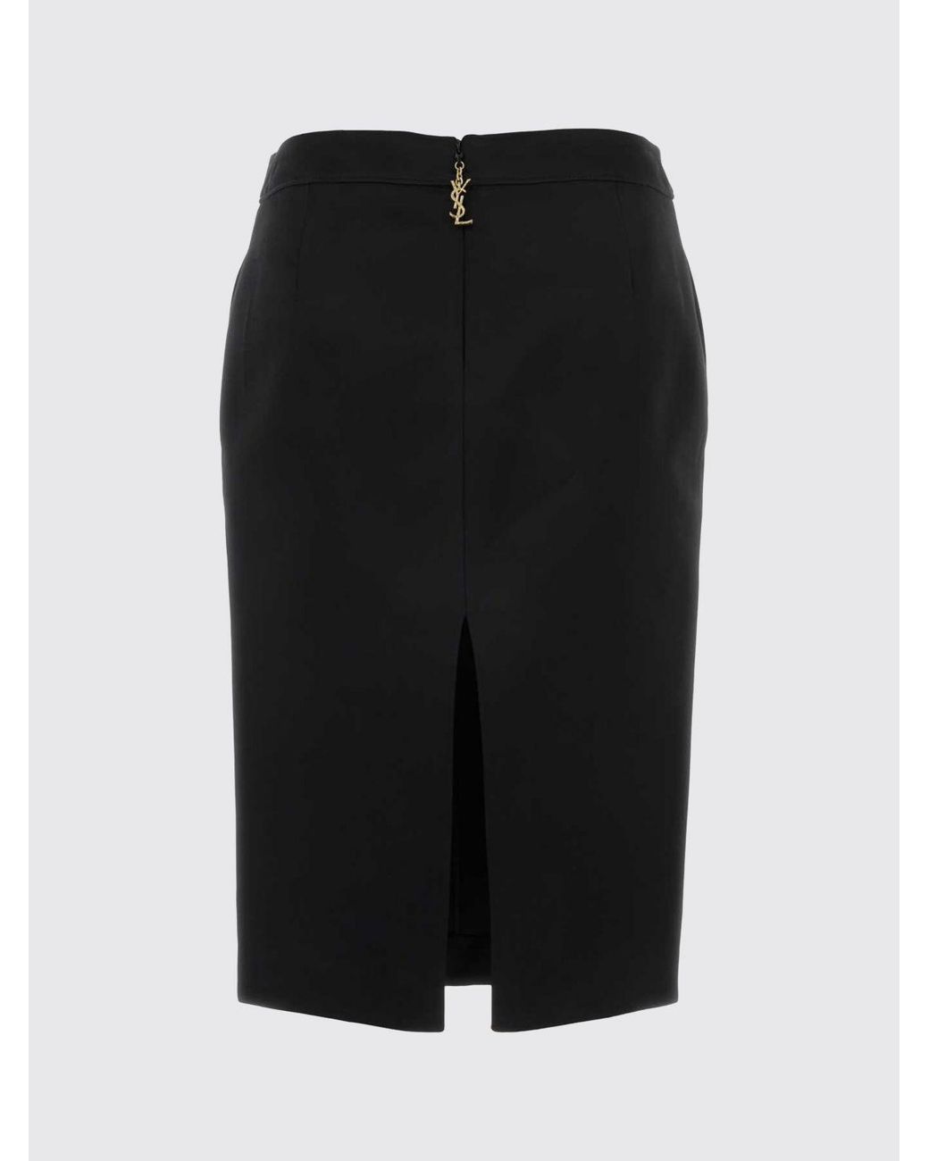Saint Laurent Black High-Waisted Viscose Pencil Mini Skirt With Ysl Monogram