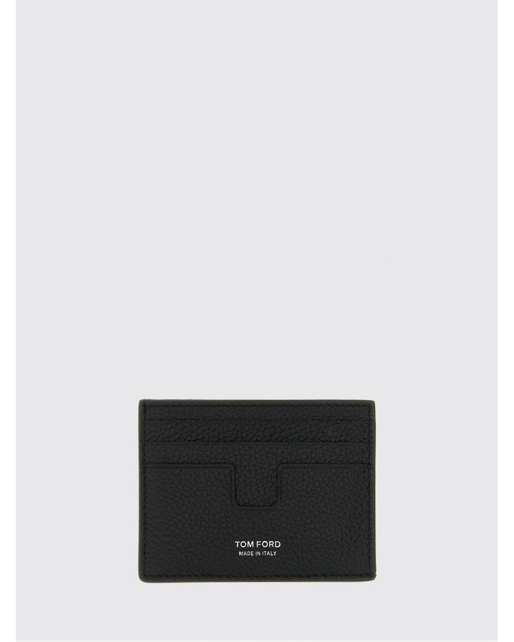 Tom Ford White Grained Calf Leather Flat Card Holder With Seven Slots for men