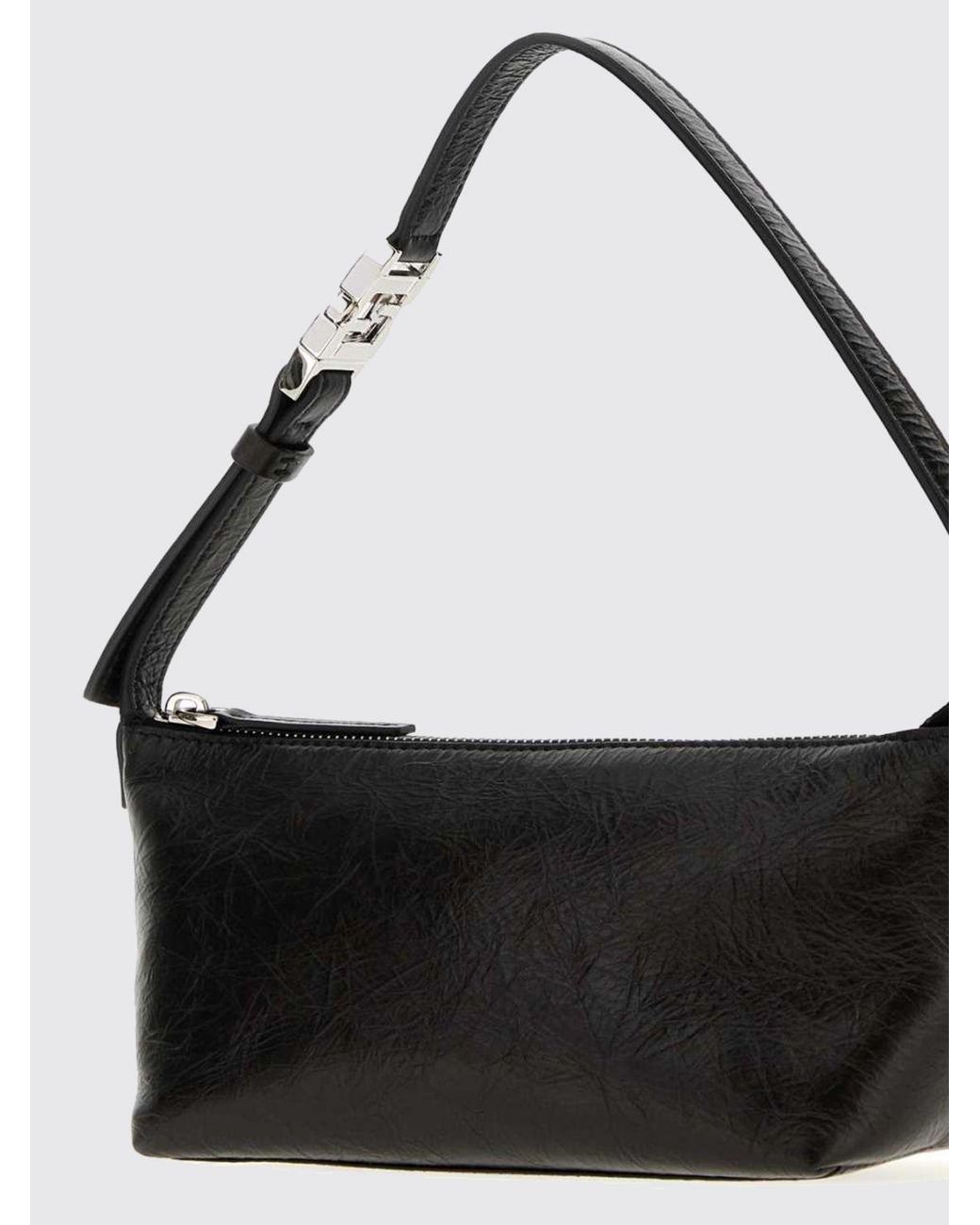 Fendi Black Vanity Crinkled Leather Mini Bag With Metal Ff Logo