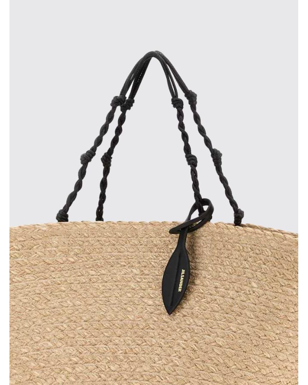 Jil Sander Natural Large Tangle Raffia Tote Bag With Braided Handle