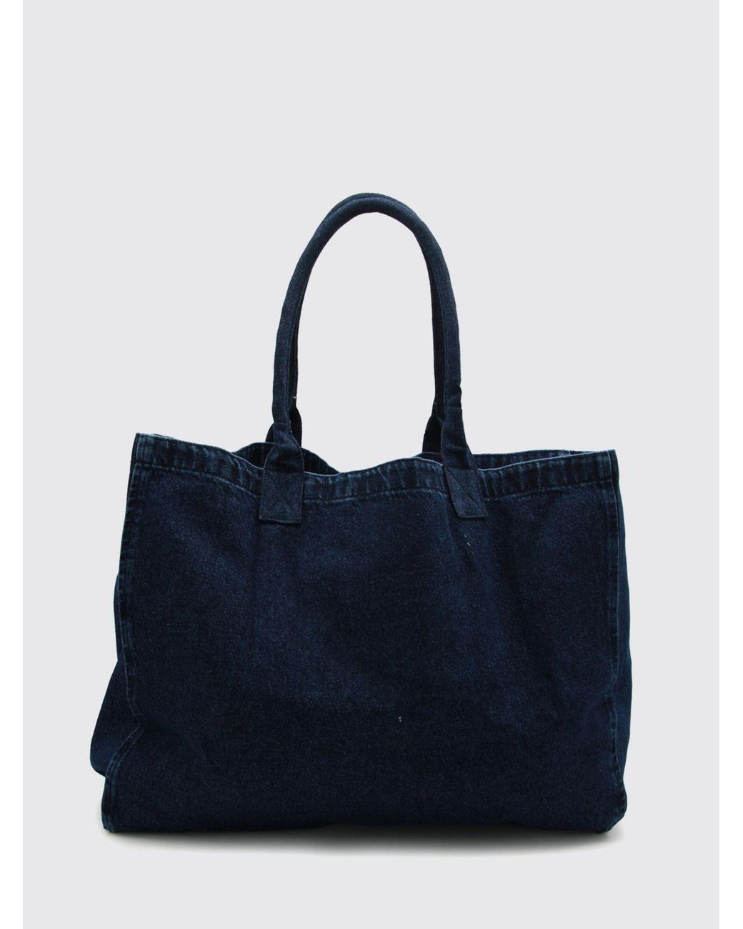 Anine Bing Blue Large Cotton Denim Tote Bag With A Printed Logo