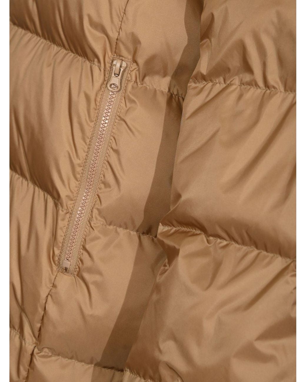 Max Mara Blue Short Quilted Water-Repellent Nylon Down Jacket With Hood
