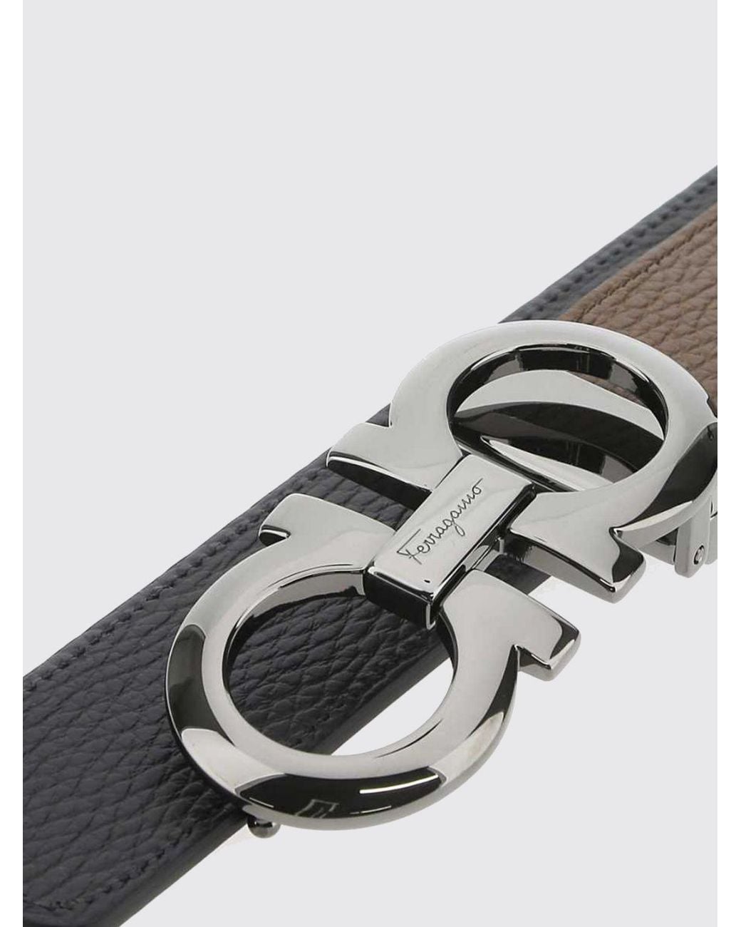 Ferragamo White Gancini Reversible Calfskin Belt for men