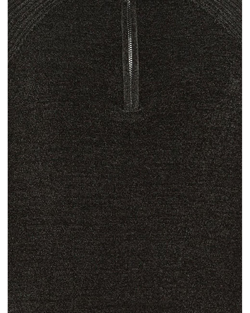 Peuterey Black Chenille Velvet Turtleneck Jumper With Half-Zip And Dropped Shoulders for men