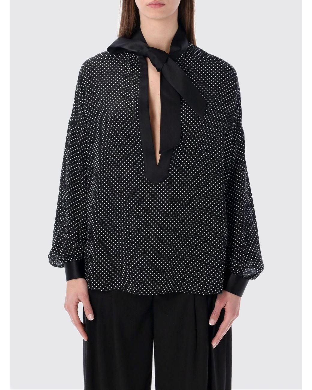 Tom Ford Gray Polka Dot Silk Blouse