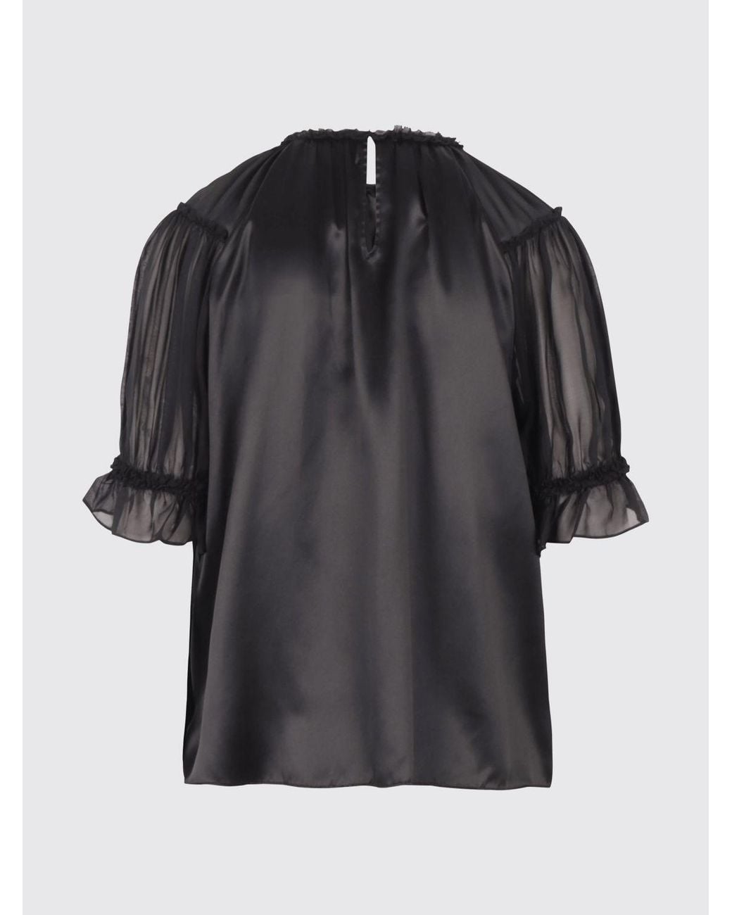 Ulla Johnson Black Alina Silk Blouse With Puff Sleeves