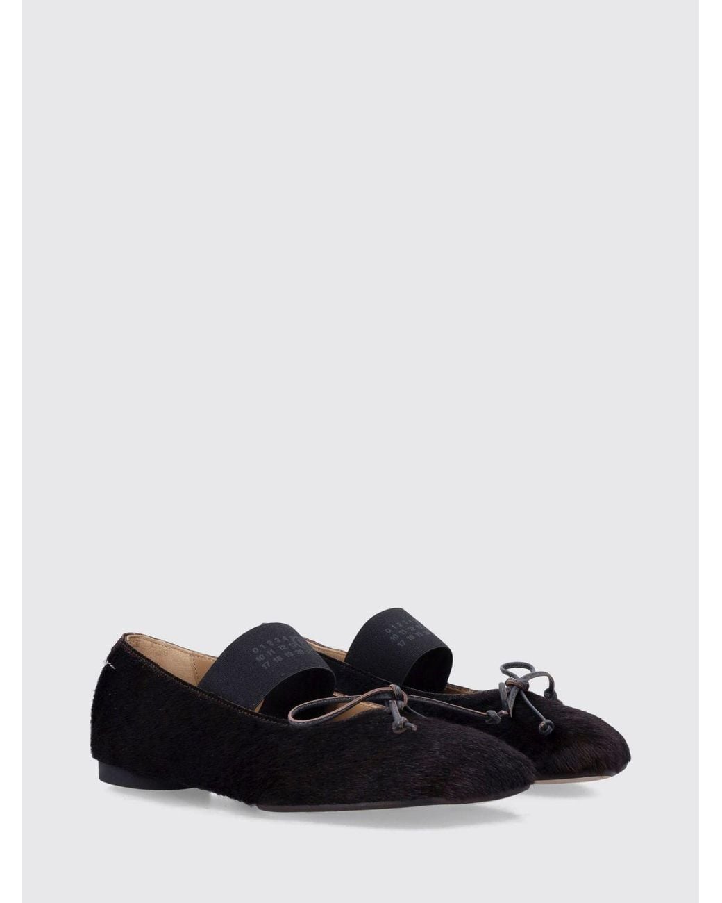 MM6 by Maison Margiela White Pony-Hair Leather Mary Janes With Bow And Round Toe