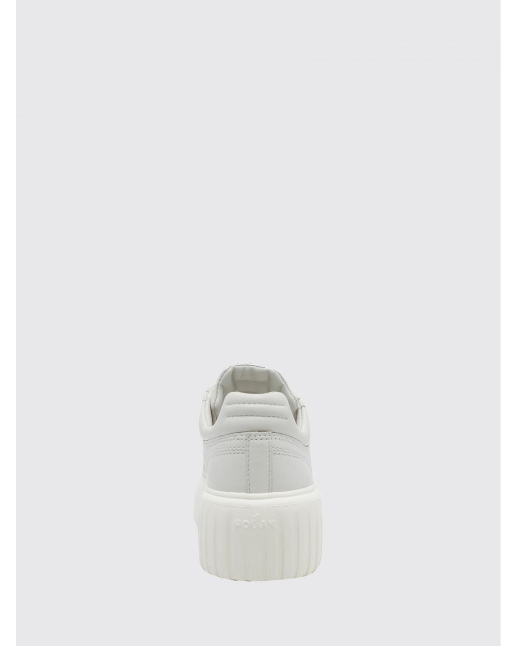 Hogan White H-Stripes Smooth Calfskin Platform Trainers With Embossed Logo