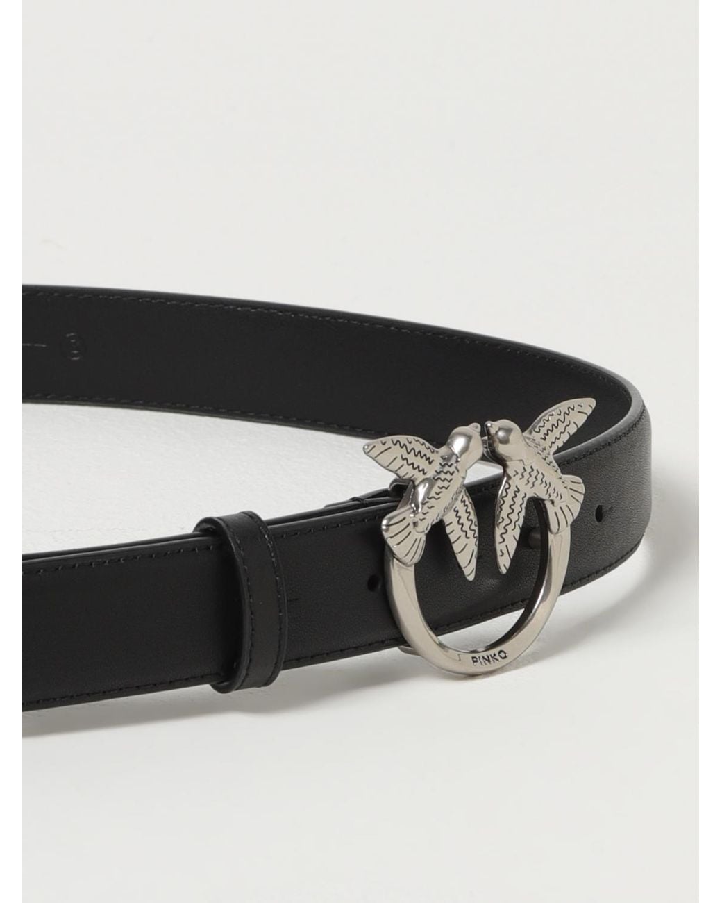 Pinko White Love Birds Leather Belt