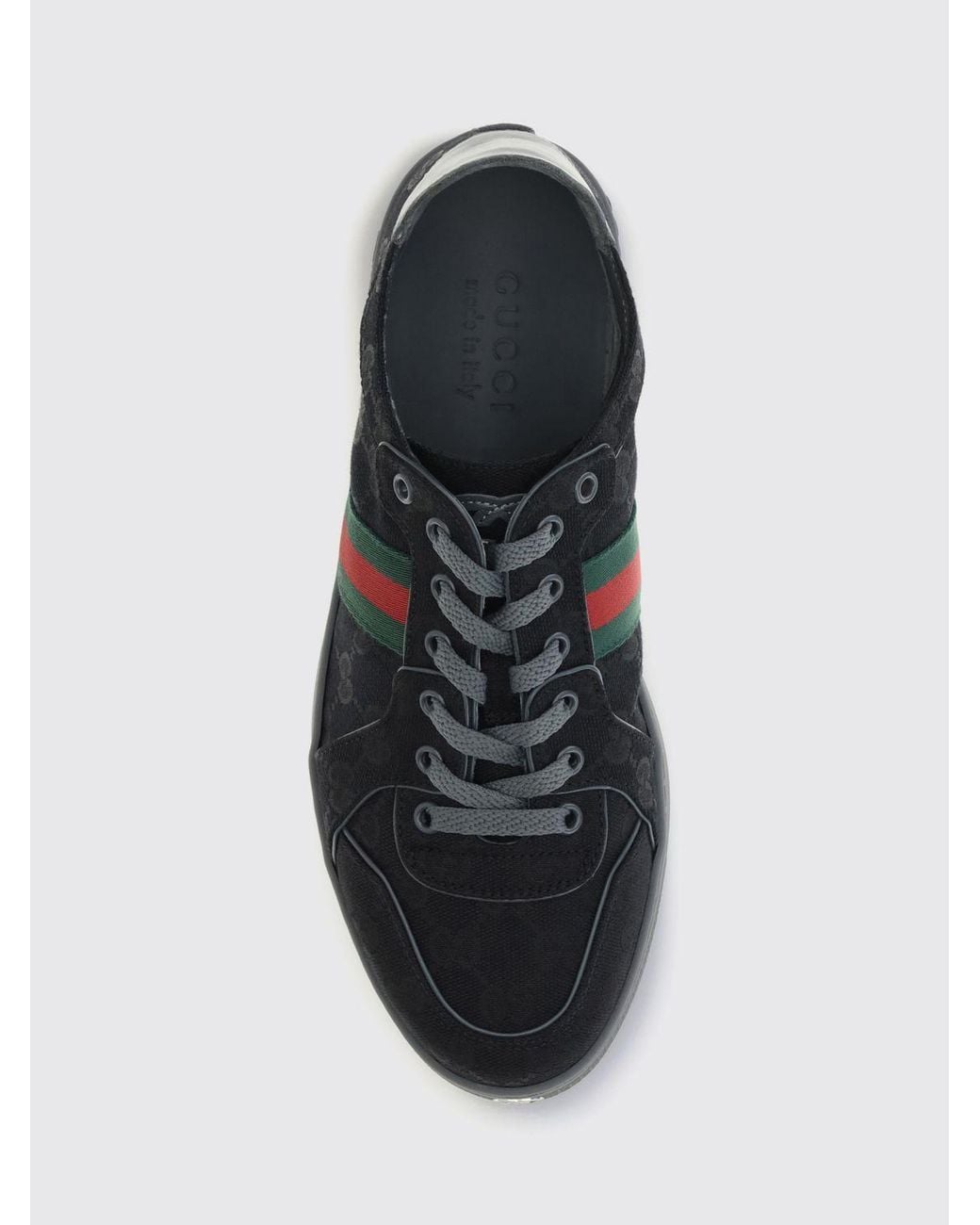 Gucci White Stretch Gg Monogram Jacquard Sneakers With Striped Detail for men