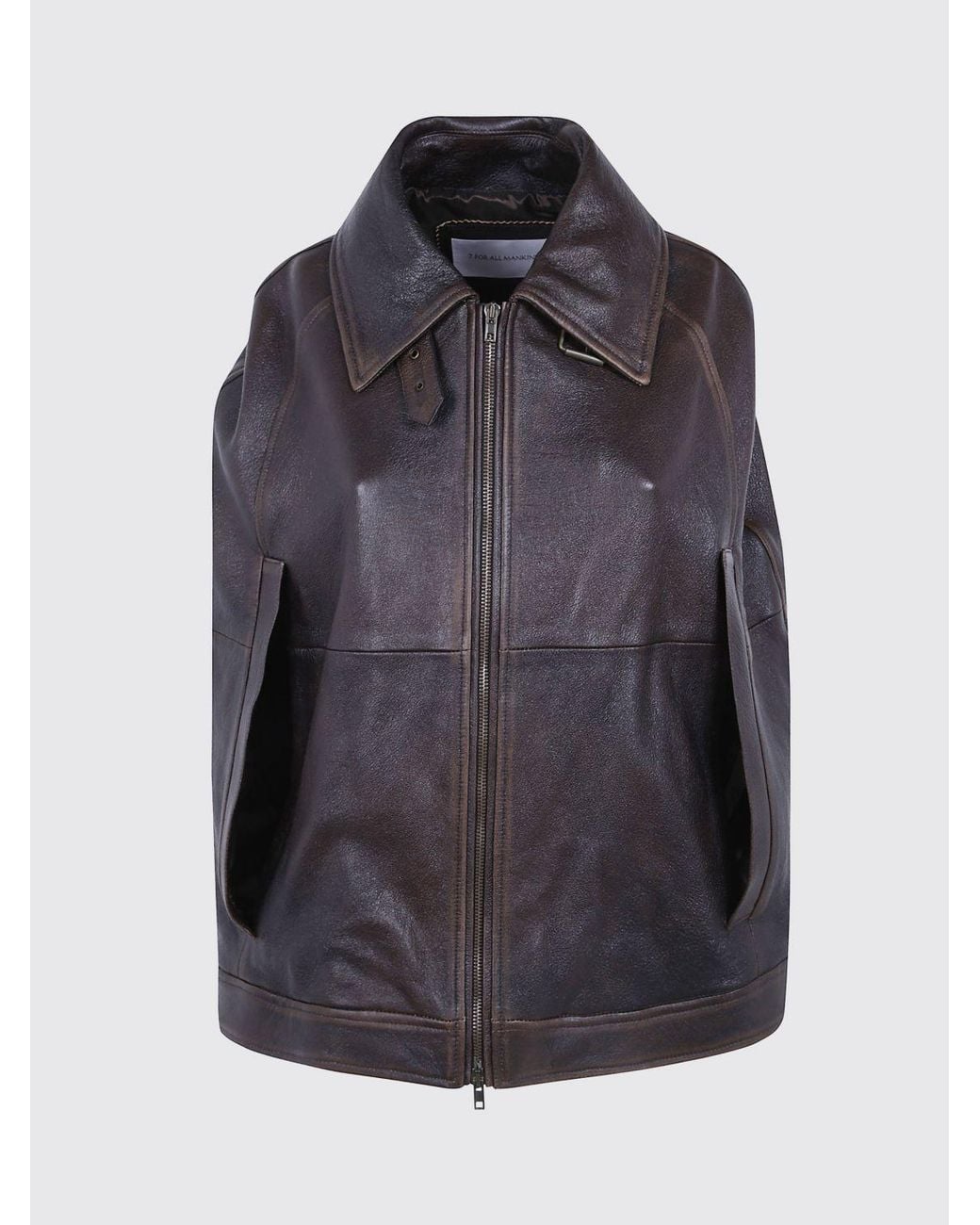 7 For All Mankind Black Smooth Leather Waistcoat With Zip Closure