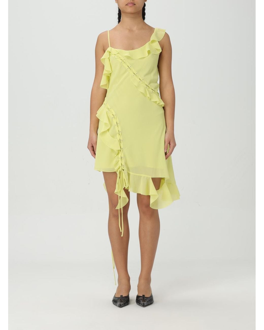 Acne Yellow Shoulder Strap Dress