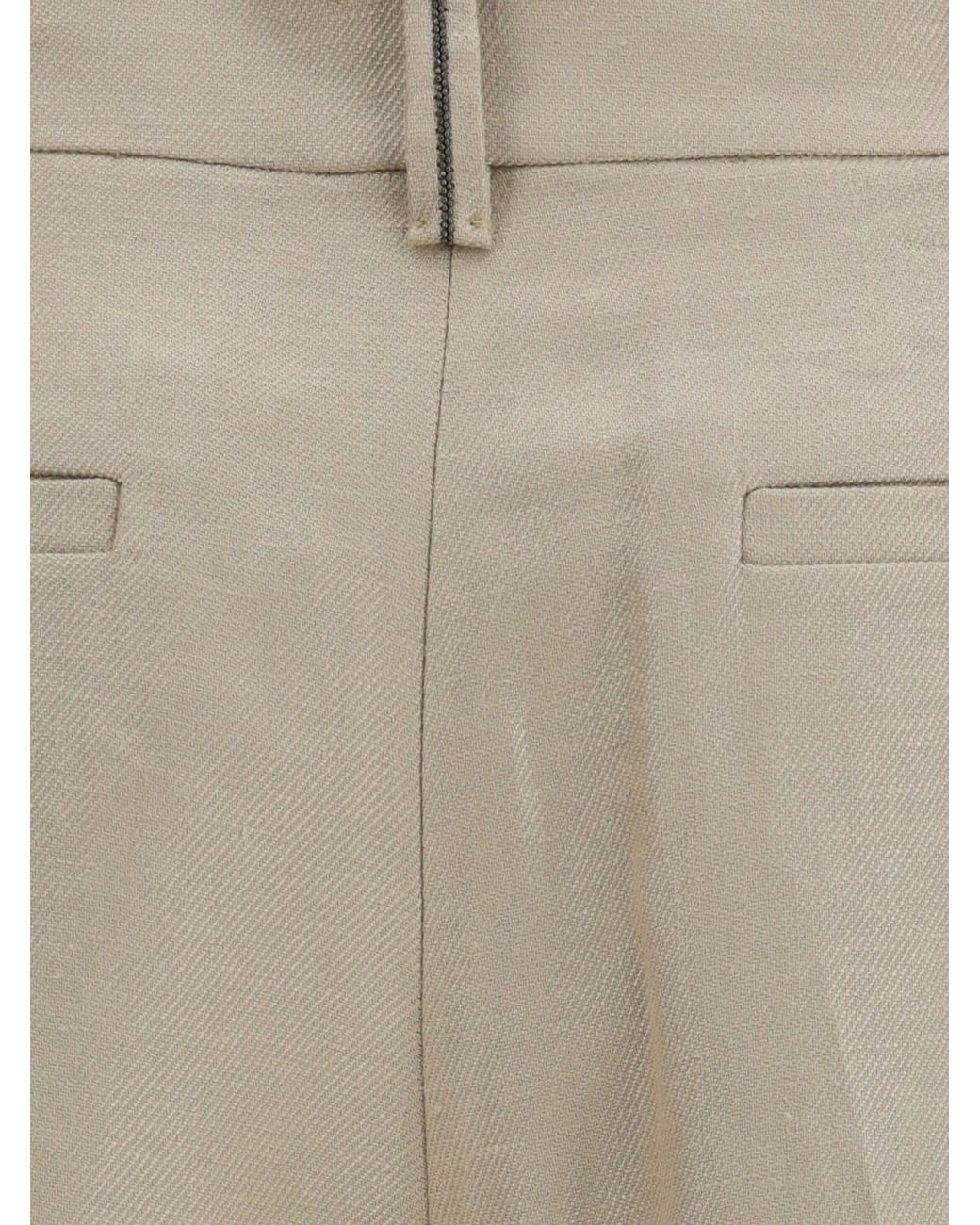 Brunello Cucinelli Natural Linen Palazzo Trousers