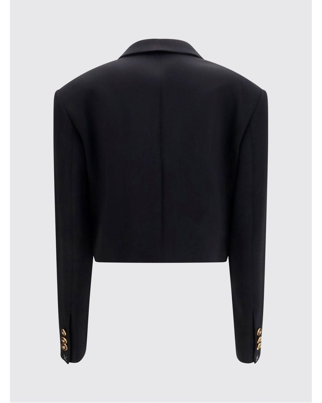 Versace Blue Cropped Wool Blazer With Padded Shoulders And Medusa Plaque