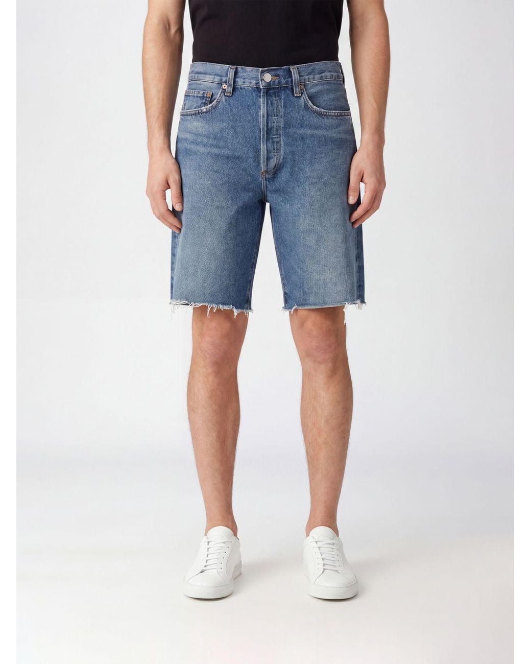 Agolde Blue Knee-Length 5-Pocket Denim Shorts for men