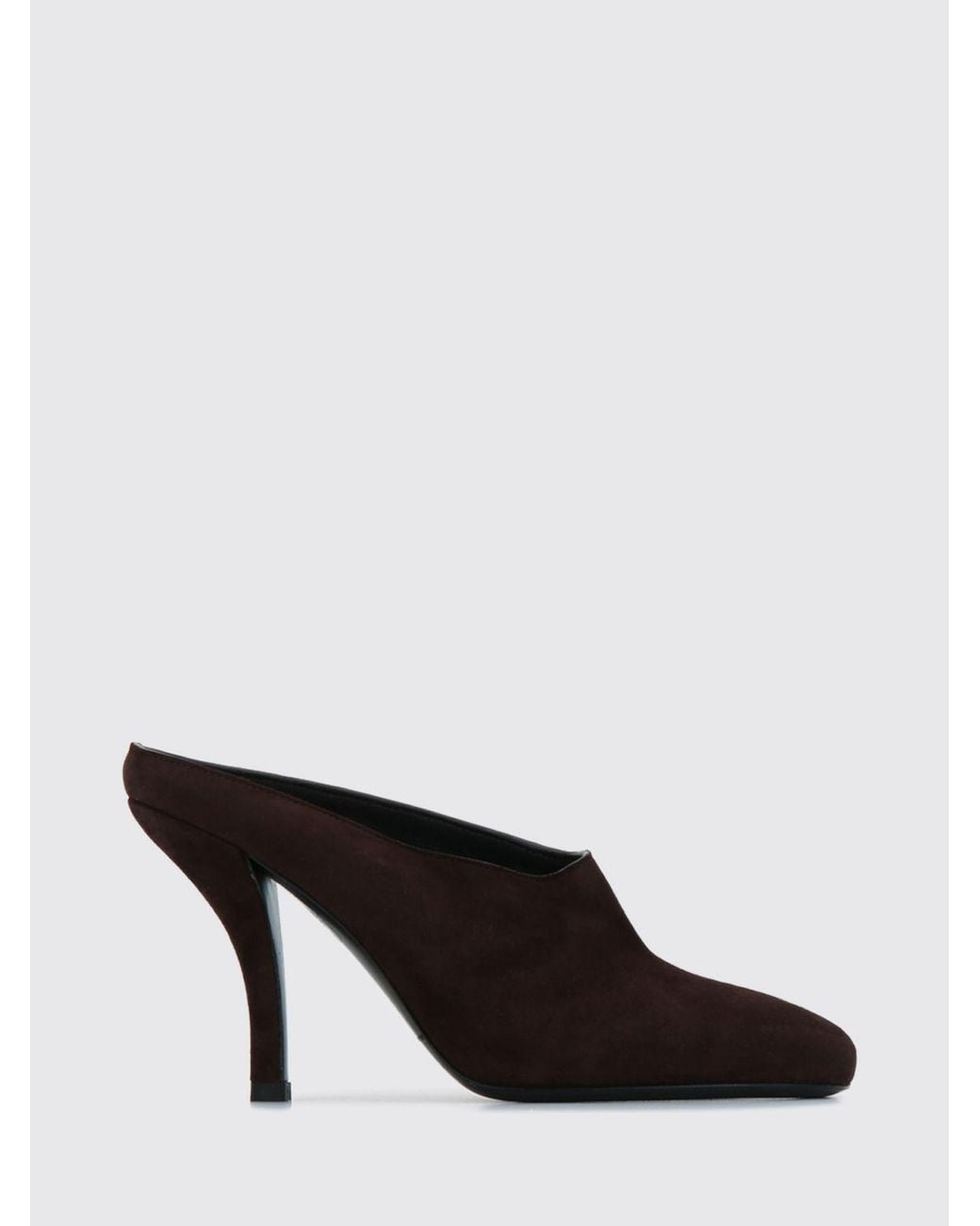 Totême Black Suede Sheepskin Mules With Round Toe And Stiletto Heel