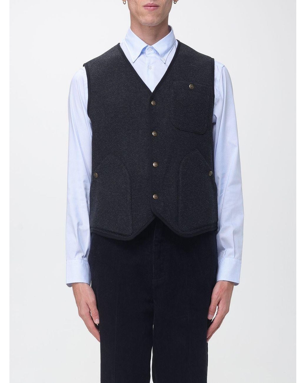 Sebago Blue Reversible Cotton Tailored Waistcoat With V-Neck for men