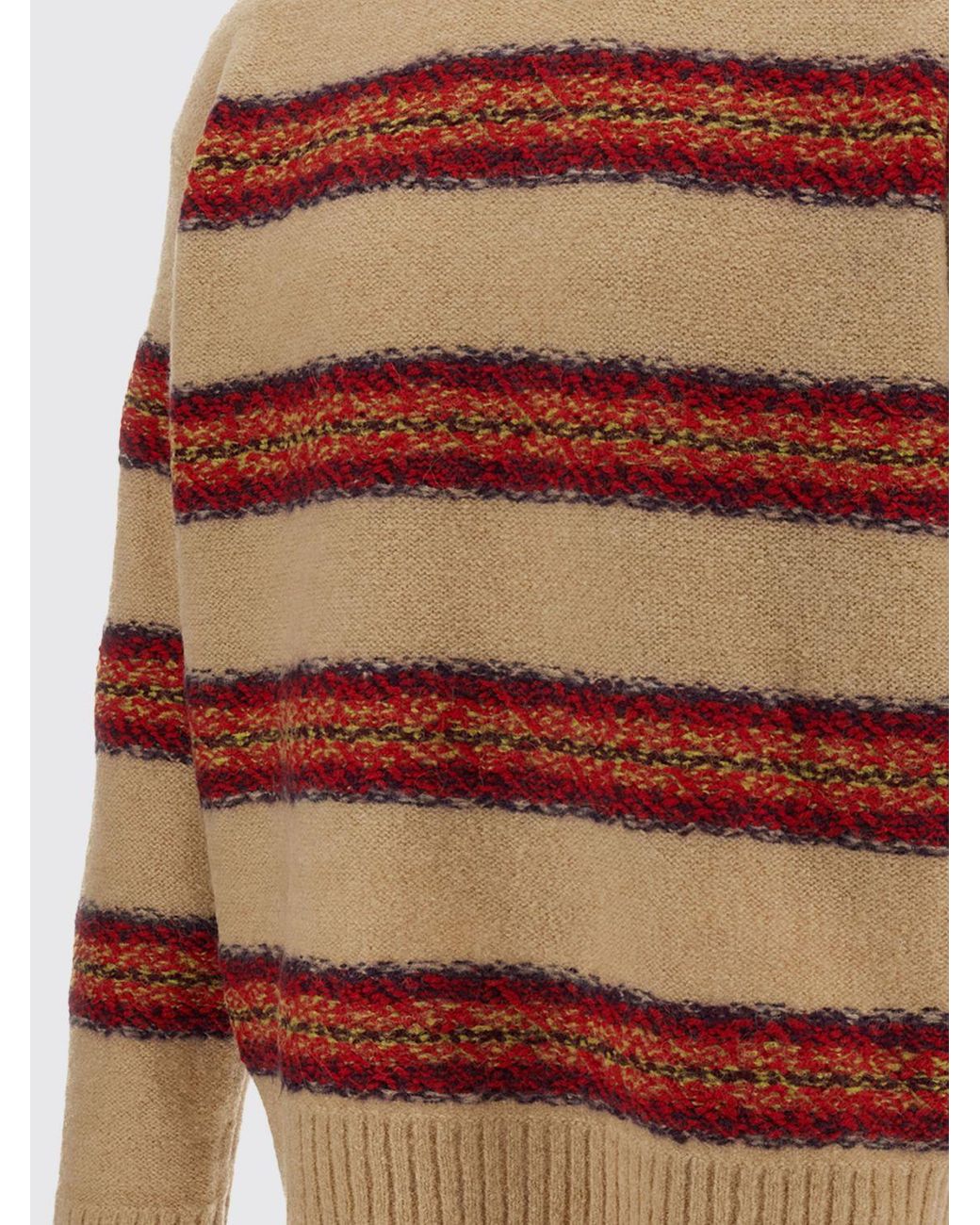 Dries Van Noten Brown Multicolour Striped Wool Crewneck Jumper for men