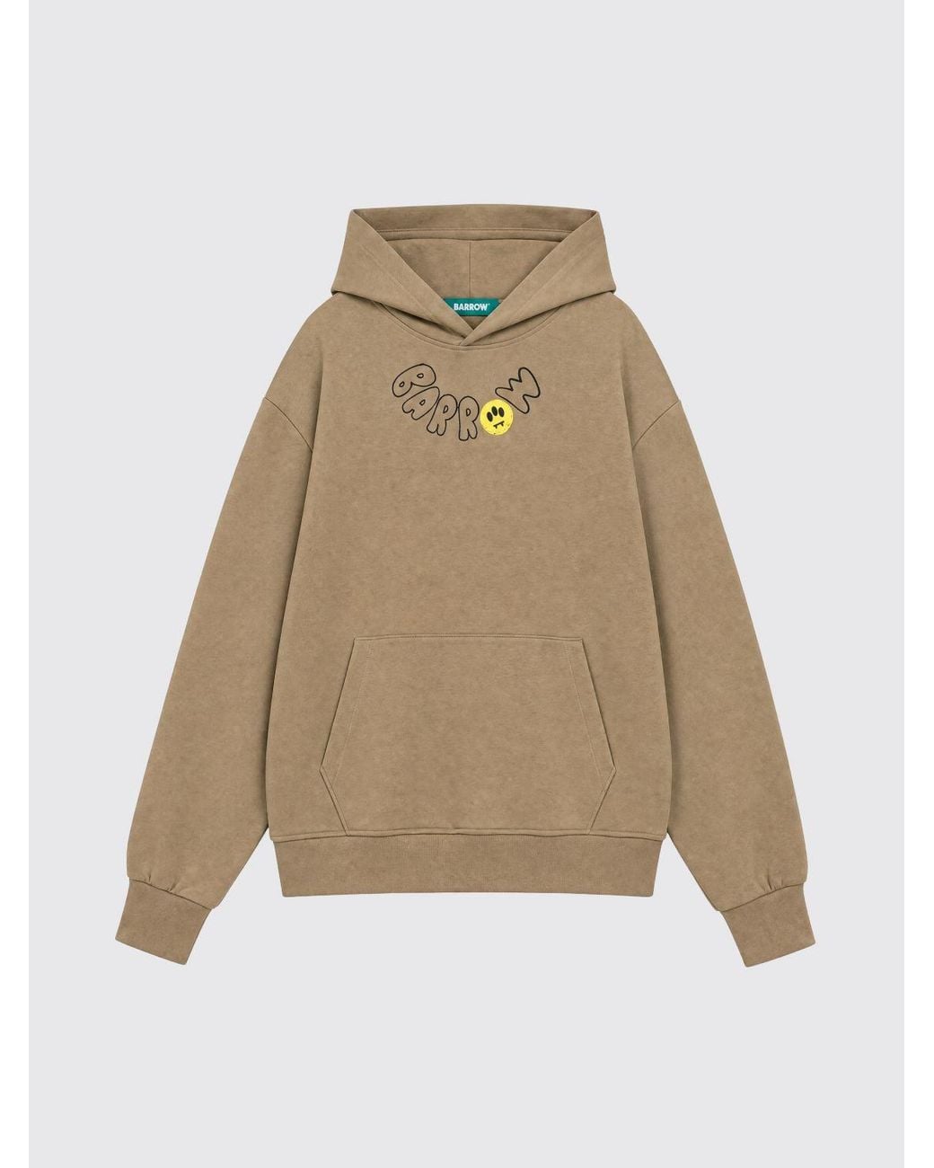 Barrow Natural Relaxed Fit Cotton Hoodie With Logo And Teddy Bear Print for men