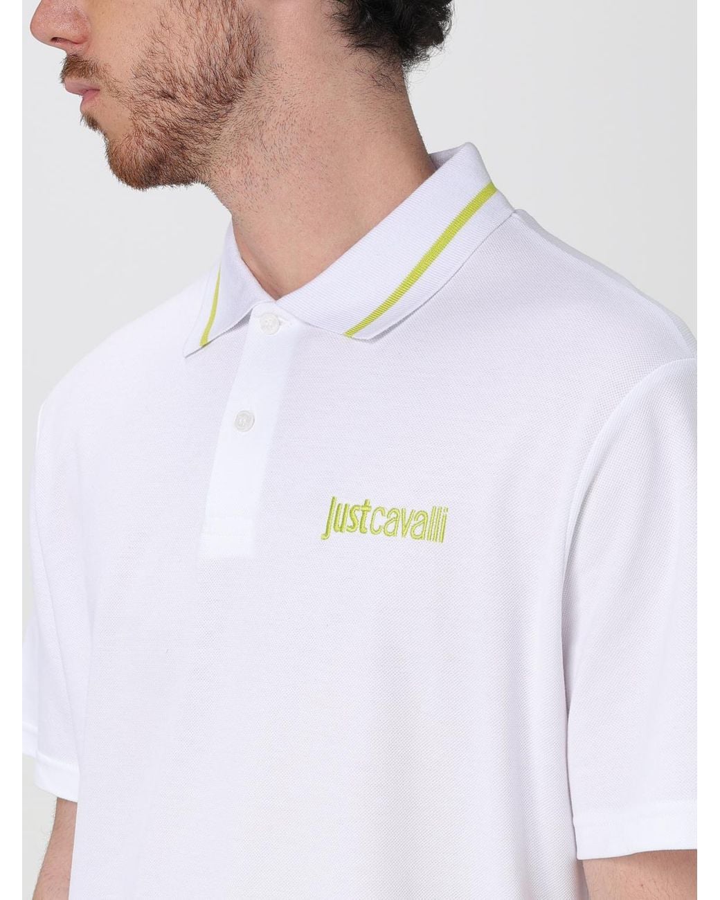 Just Cavalli White Short Sleeve Polo Shirt for men
