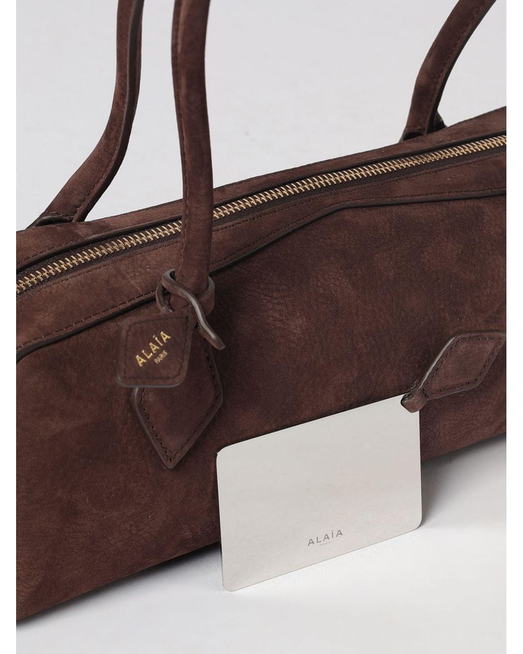 Alaïa Brown Medium Le Teckel Calfskin Leather And Nubuck Shoulder Bag