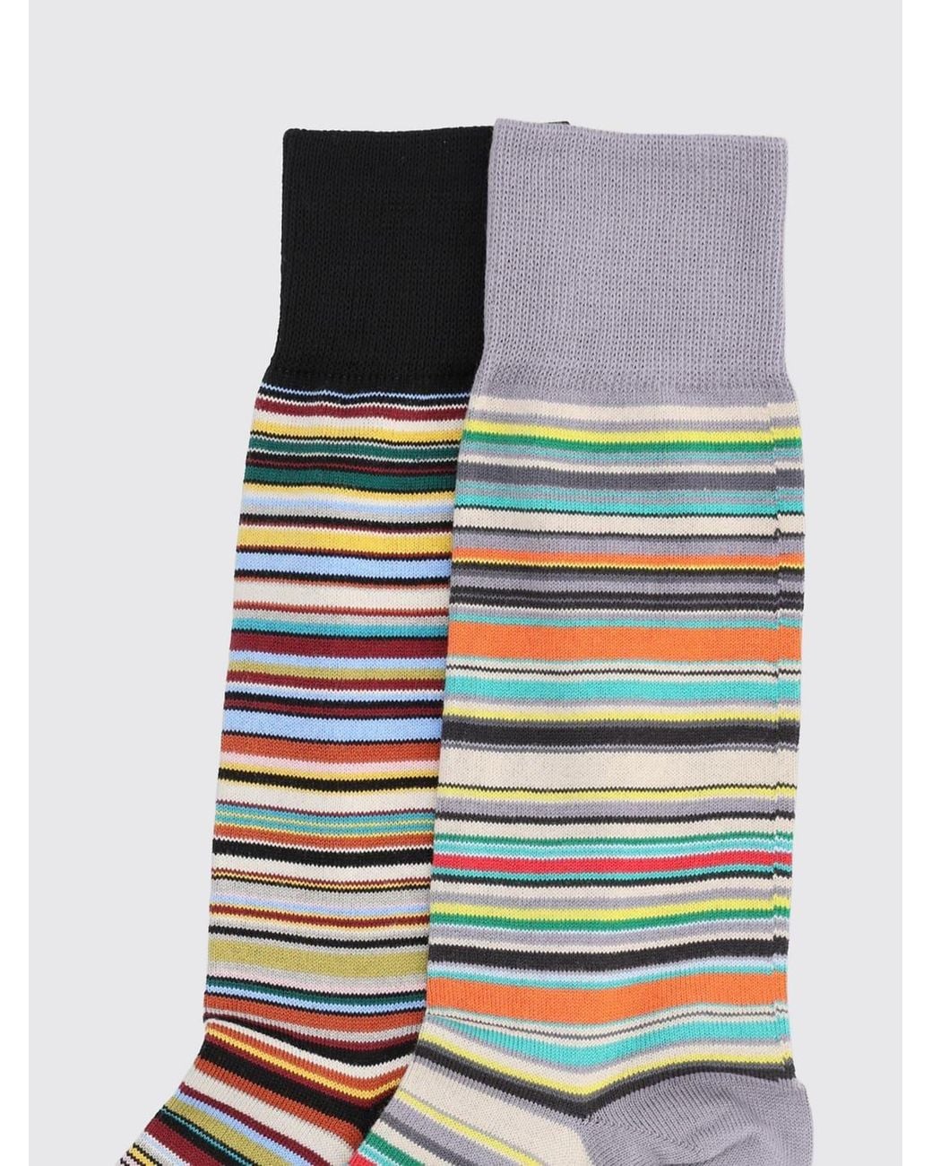 Paul Smith White Set Of 2 Pairs Of Striped Cotton Socks for men