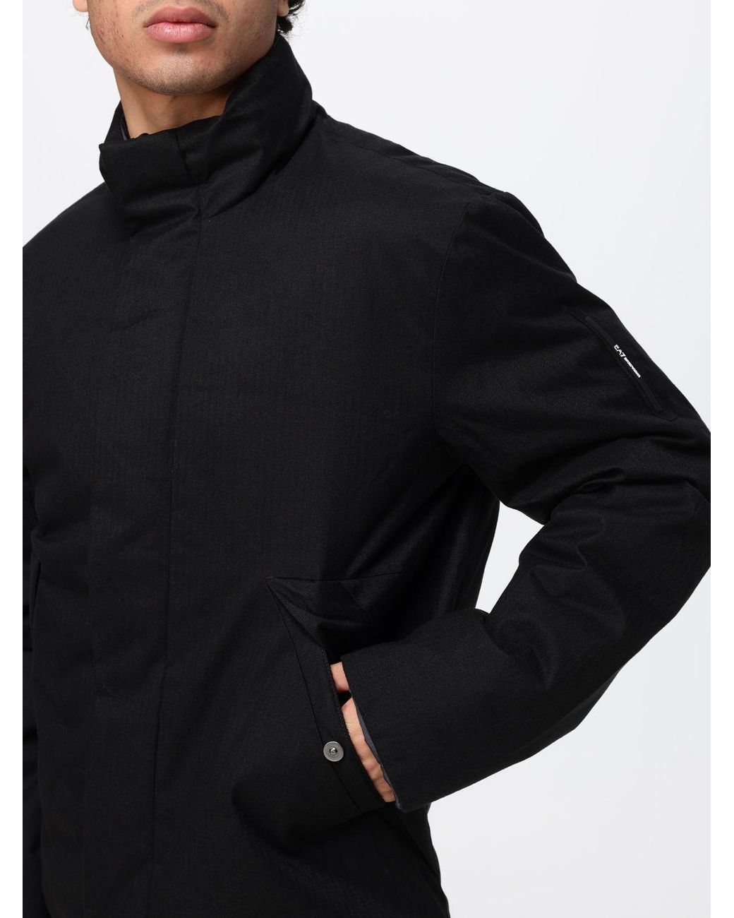 EA7 Black Reversible Short Nylon Puffer Jacket With High Neck for men