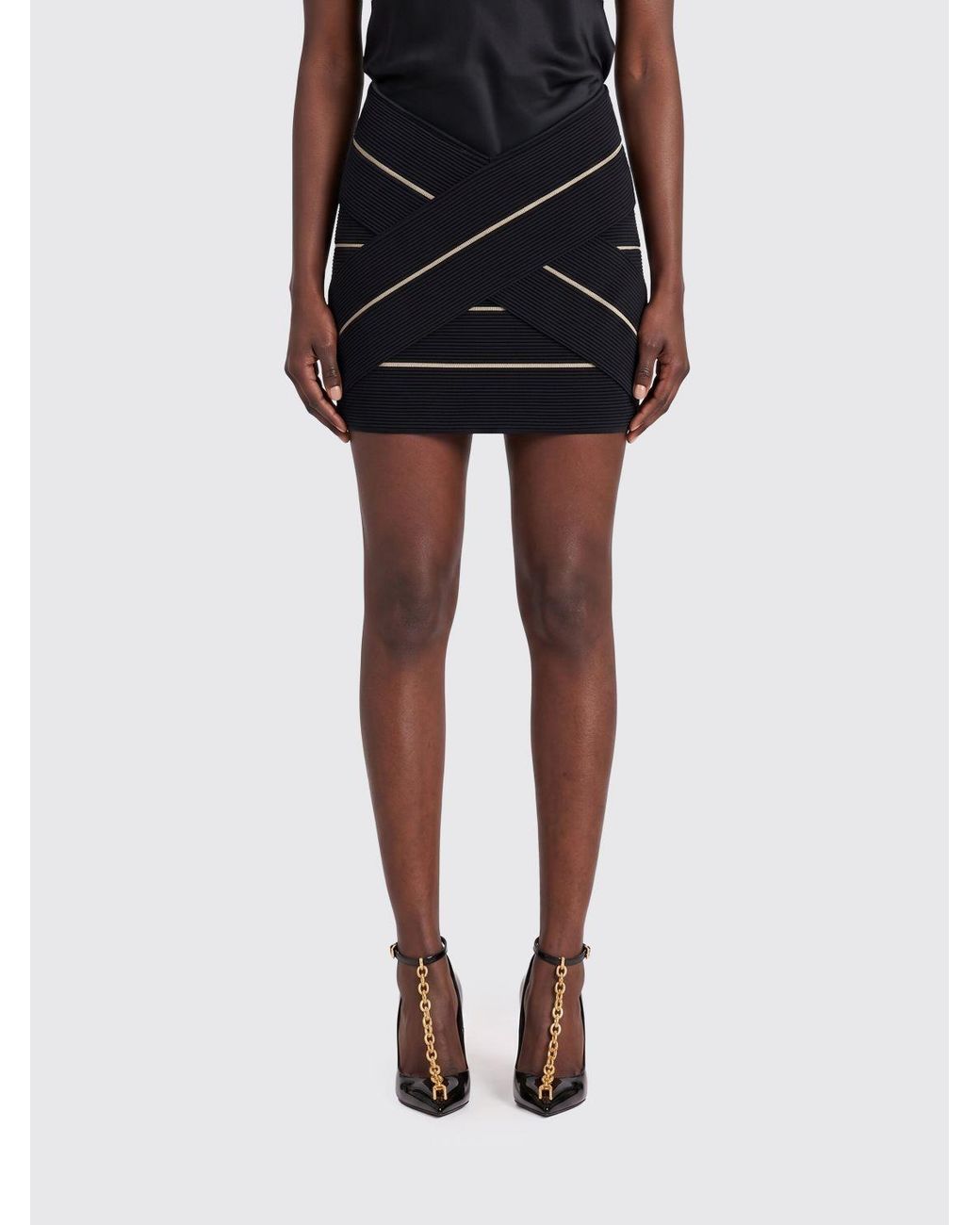Balmain Black Jersey Mini Skirt