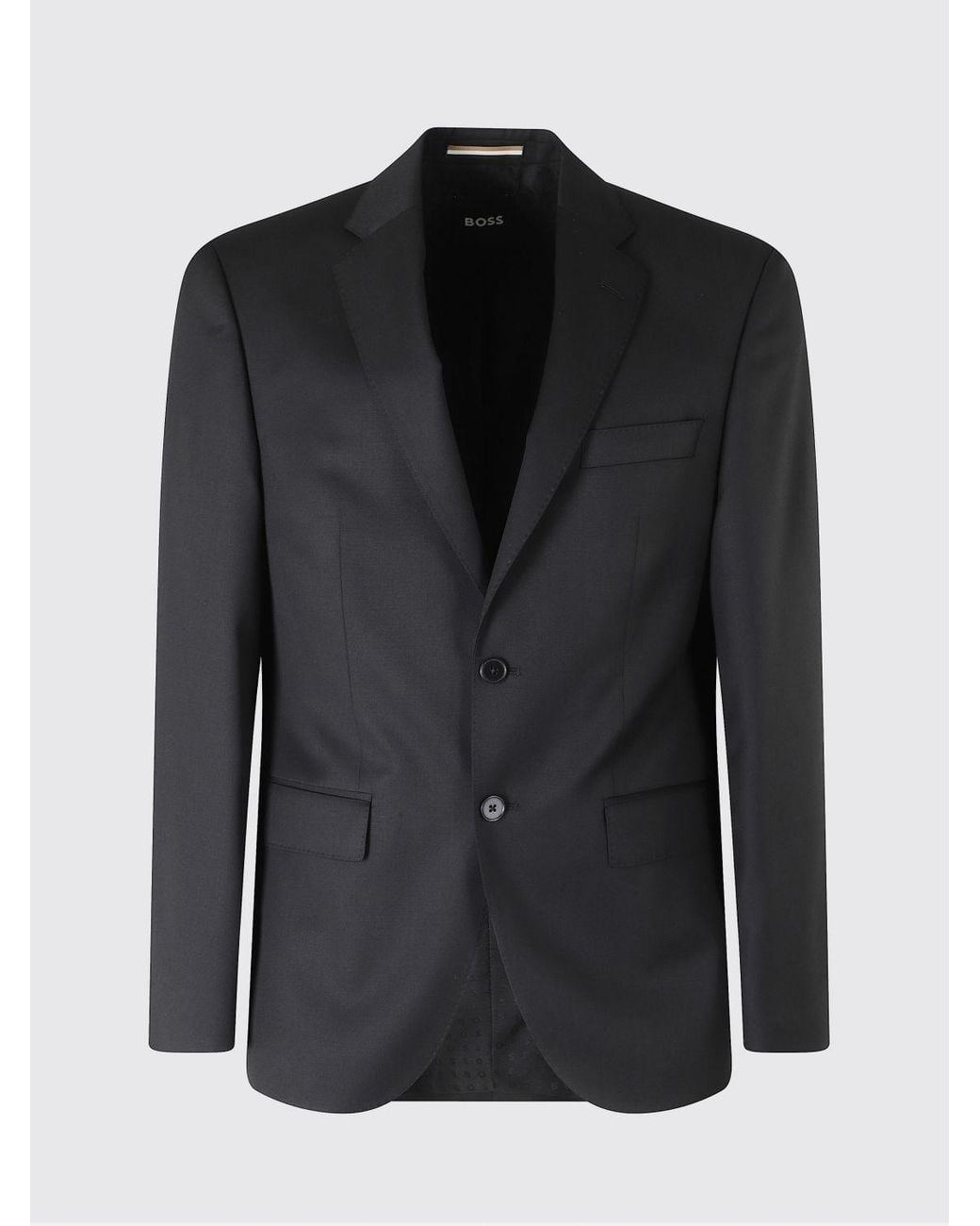 Boss Blue Single-Breasted Virgin Wool Blazer With Notch Lapels And Flap Pockets for men