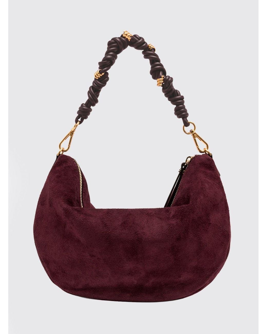 Gianni Chiarini Purple Cleo Leather Shoulder Bag With Braided Removable Handle