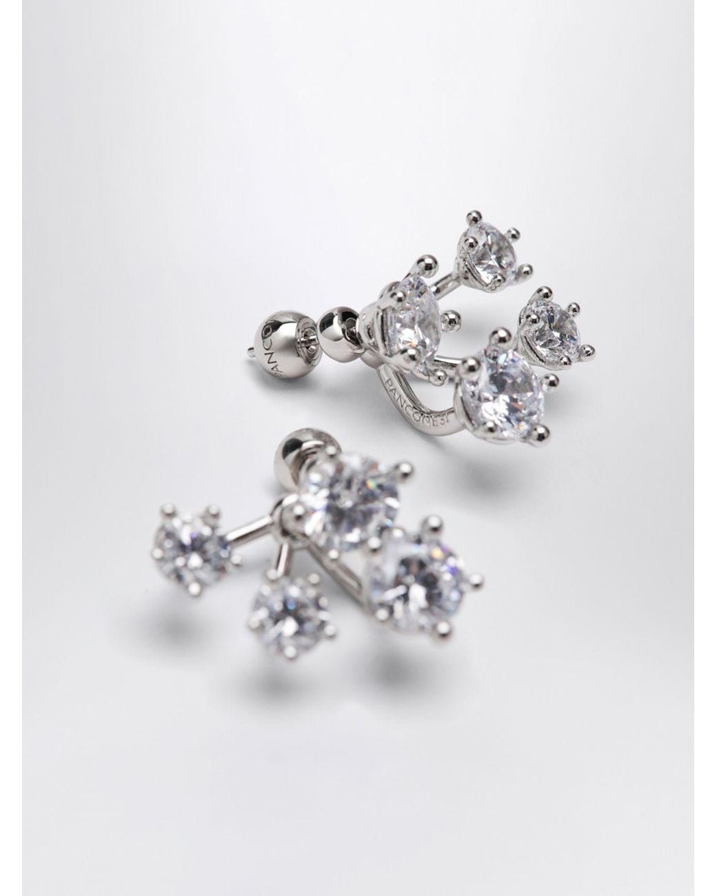 Panconesi Metallic Constellation Chrome-Plated Brass Dangle Earrings With Crystals And Engraved Logo